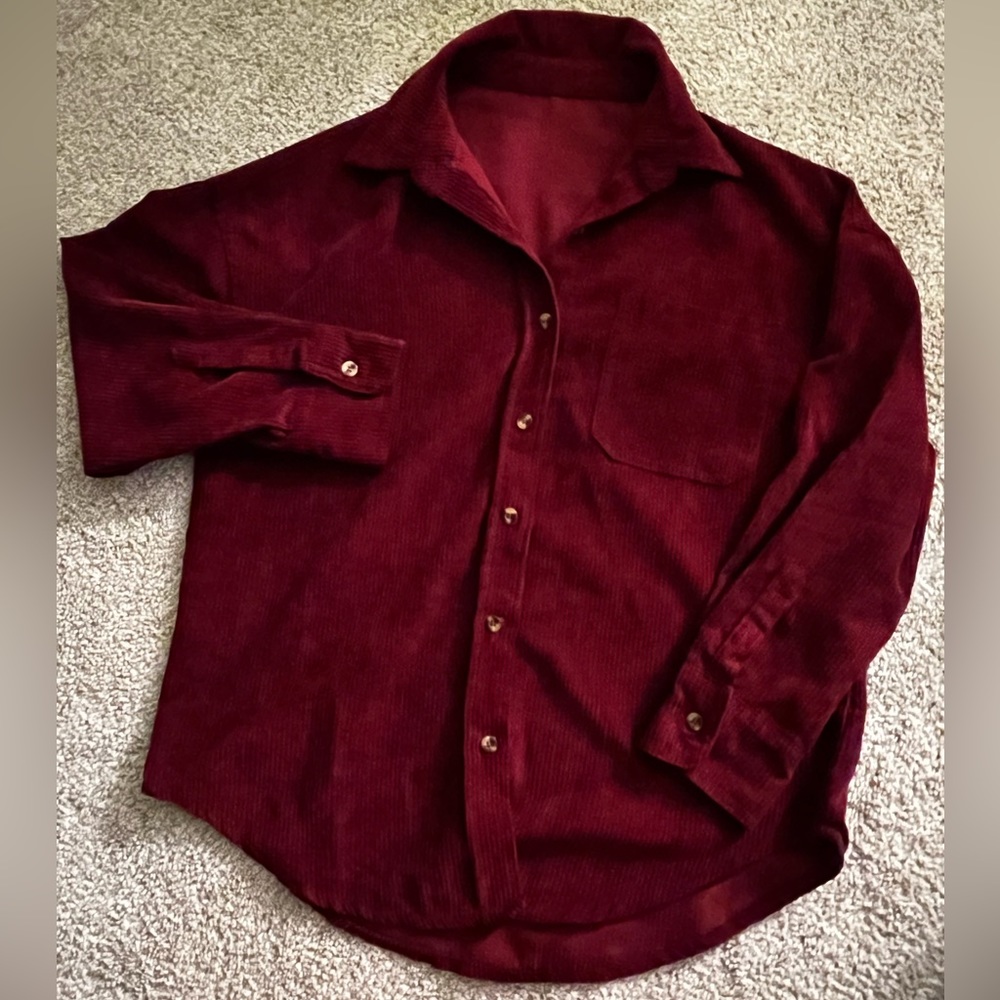 Red Button Up Corduroy Jacket